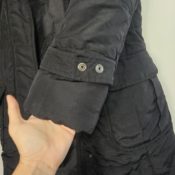 Max Mara Black Puffer Long Hooded Coat Faux fur hood winter Neutral - Picture 8 of 14